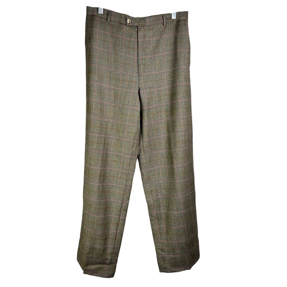 Barry Bricken Trouser Pants Womens Sz 8 Brown Tweed 100% Wool Classic Flat Front
